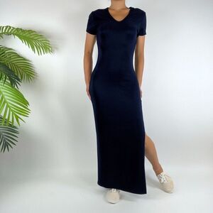 Vintage 90s Navy Bodycon Indie Grunge Minimalistic Slinky Summer Dress / Size: M
